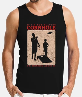 joueur de cornball pensant à cornhole
