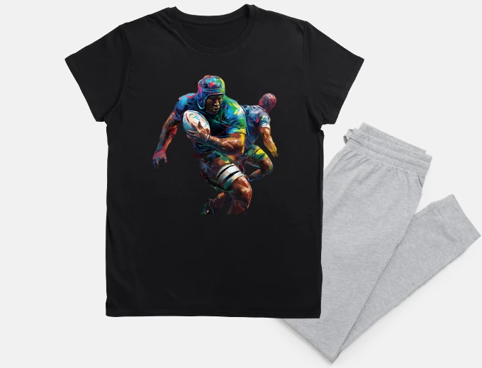 Pyjama joueurs de rugby en action