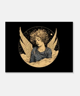 joven ángel entre las estrellas vintage