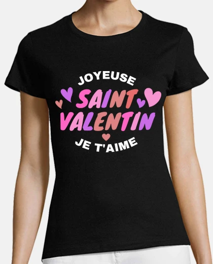 Tee-shirt JOYEUSE SAINT VALENTIN   rose violet