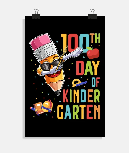 Poster joyeux 100e jour de maternelle