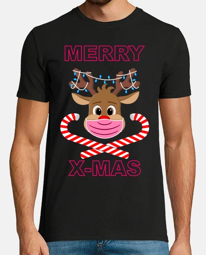 Tee-shirt joyeux noël rudolph rose