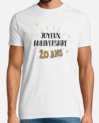 Tee-shirt joyeux anniversaire 20 ans