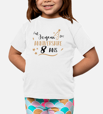 T-shirt enfant avec l'œuvre « Anniversaire fille 8 ans idée cadeau