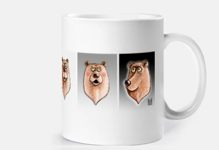 Cup jug. bear faces,001
