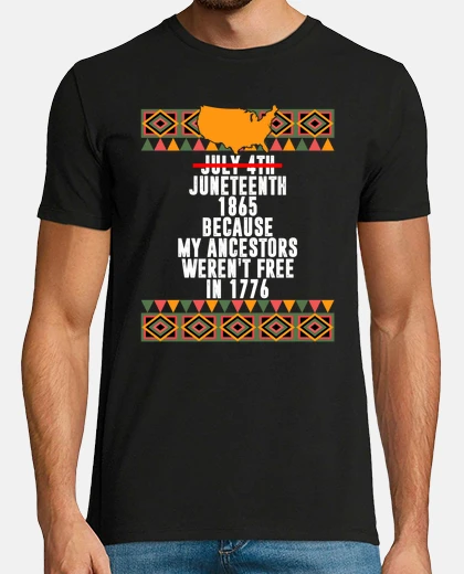 Tee-shirt Juneteenth Day My Ancestors Werent Free in 1776 July 4th Black African American Map Flag Pride Gift
