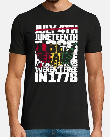 Tee-shirt Juneteenth Day My Ancestors Werent Free in 1776 July 4th Black African American Map Flag Pride Gift