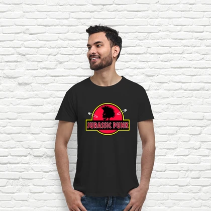 Jurassic Park Punched Poster Men’s T-Shirt – 100% Cotton Relaxed Fit Tee