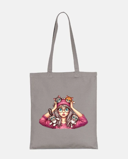 Bag just a girl who loves cats shopping bag thrift store address tote