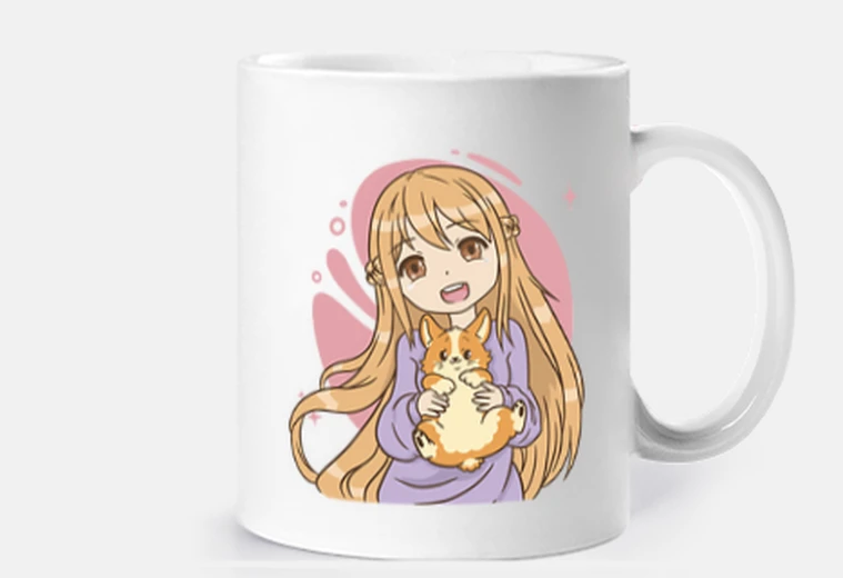Cup just an anime girl who loves corgis, corgi breakfast