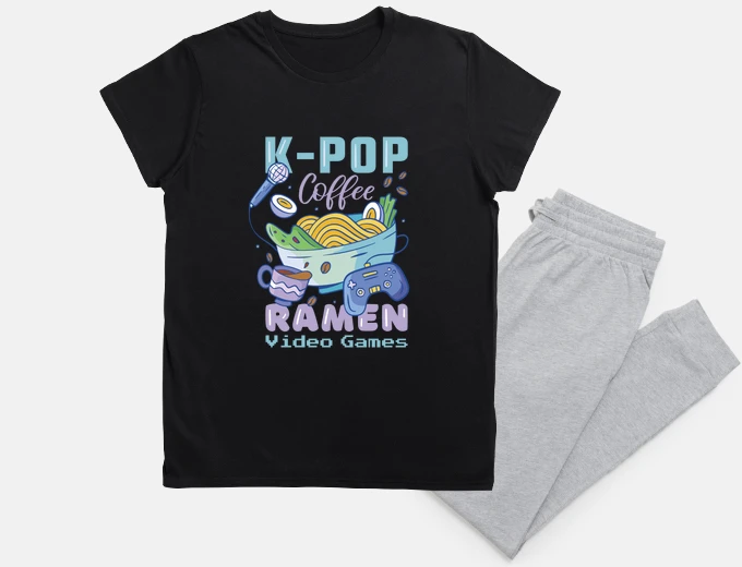 Pajama k-pop coffee ramen video games