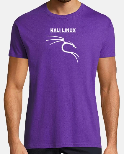 T-shirt kali linux logo white. lilac shirt