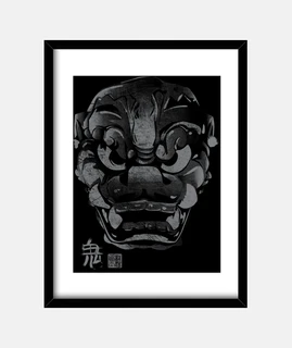 kanji giapponesi maschera demone grigio