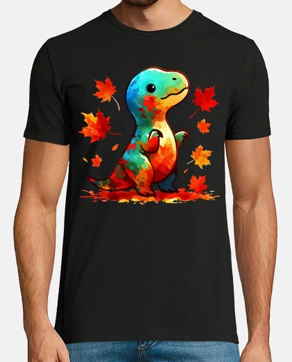 T-shirt kawaii autunno dinosauro tirannosauro