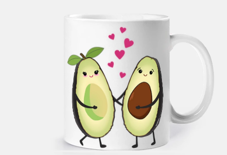 Cup kawaii avocados in lovers