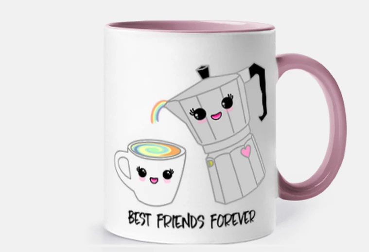 Tazza kawaii bff caffettiera e tazza