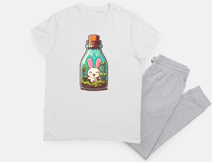 Pajama Kawaii bunny in plant bottle