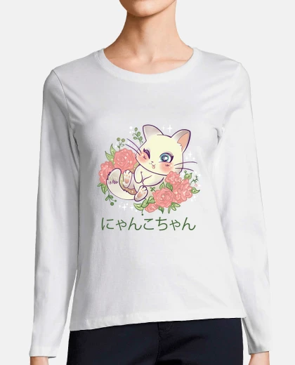 T-shirt kawaii cat anime cute kitten gift