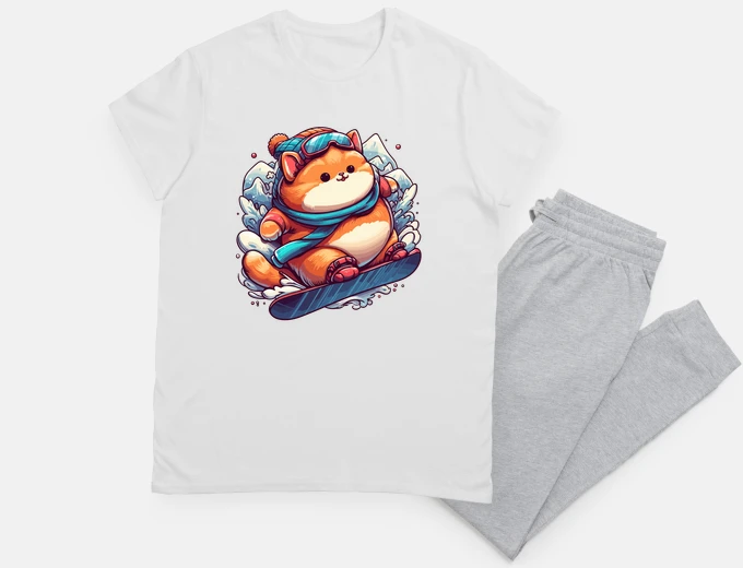 Pyjama Kawaii cat snowboarder