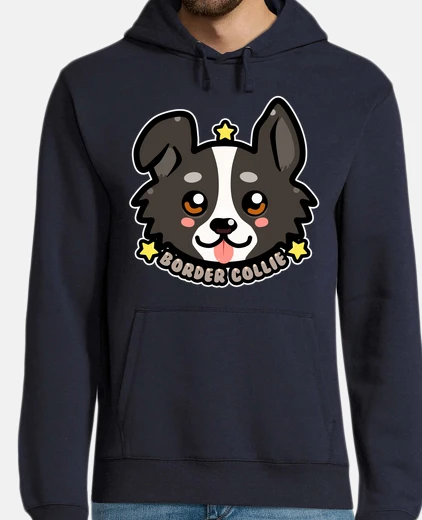 Hoodie KAWAII Chibi Border Collie Dog Face - Hoodie