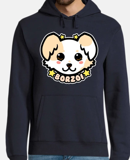 Hoodie KAWAII Chibi Borzoi Dog Face - Hoodie
