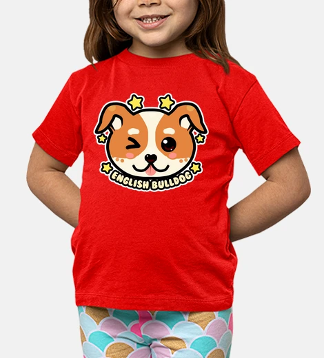 Ropa kawaii chibi cara de bulldog inglés - camisa para niños