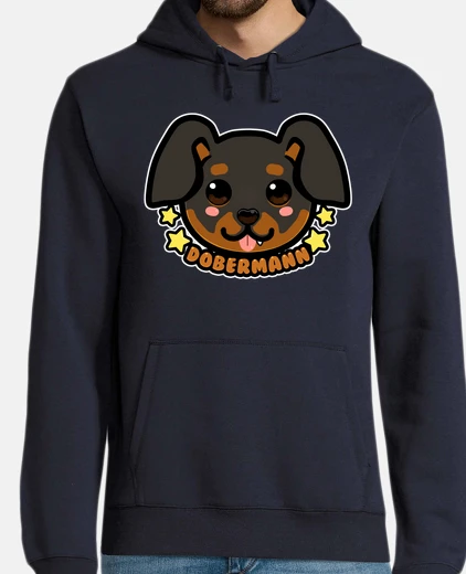 Hoodie KAWAII Chibi Dobermann Dog Face - Hoodie