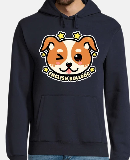 Hoodie KAWAII Chibi English Bulldog Face - Hoodie
