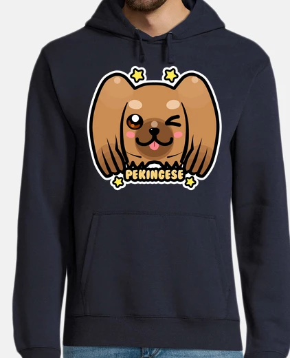 Hoodie KAWAII Chibi Pekingese Dog Face - Mens Hoodie