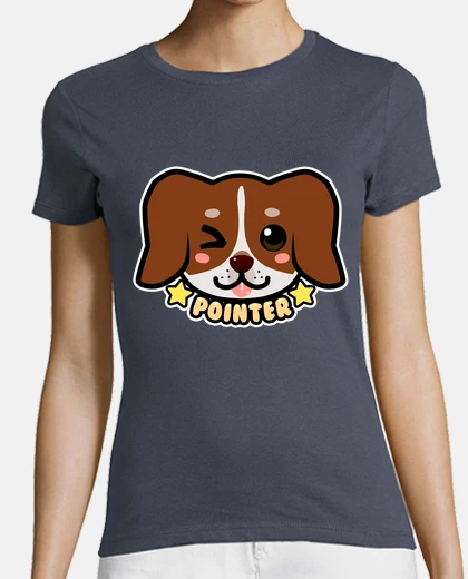 Tee-shirt kawaii chibi pointeur face de chien - chemise femme