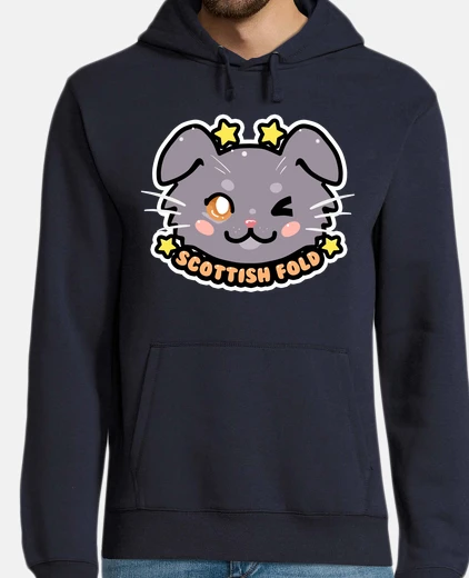 Hoodie KAWAII Chibi Scottish Fold Cat Face - Hoodie