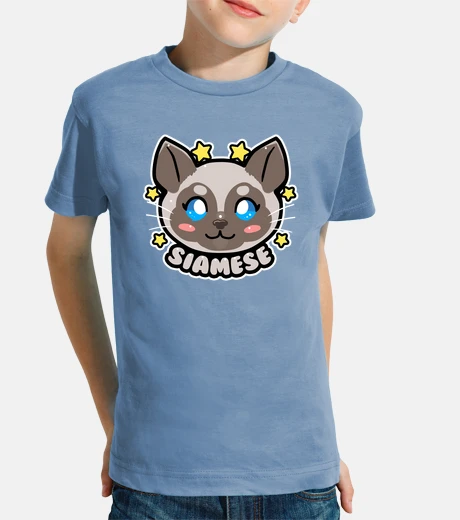 Kids KAWAII Chibi Siamese Cat Face - Kids Shirt
