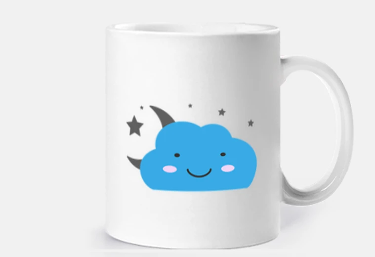 Cup kawaii cloud and starry night