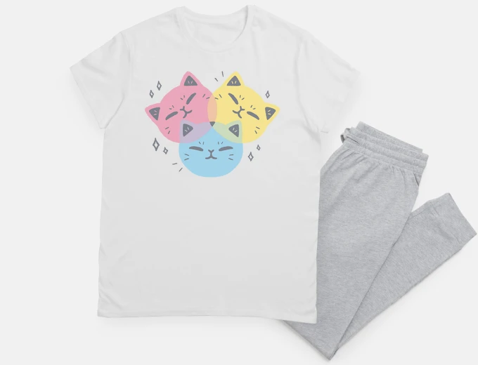 Pajama Kawaii CMYK Cat