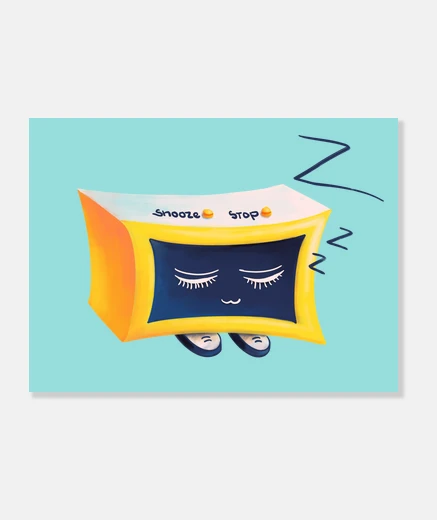 Tableau kawaii joli réveil endormi