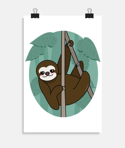 Poster kawaii paresseux
