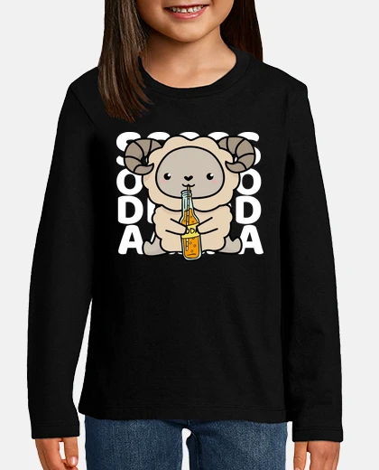 Kids kawaii sheep drinking soda