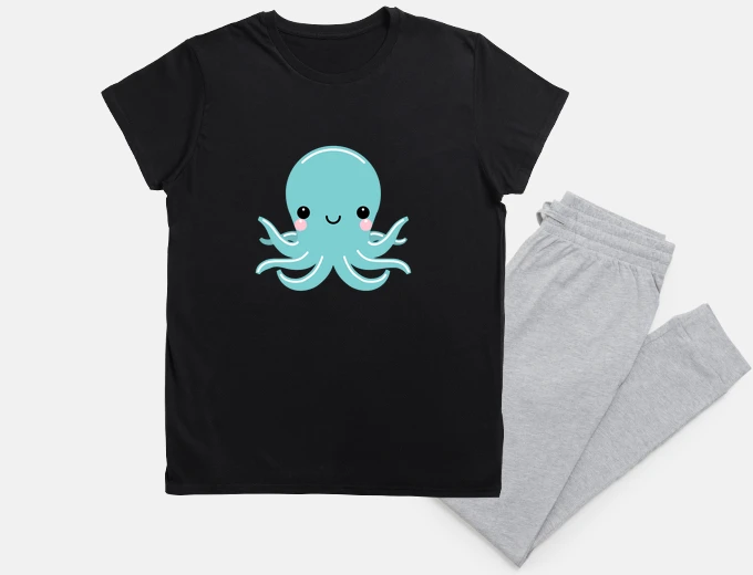 Pyjama kawaii smiling octopus