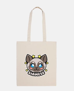 KAWAII Chibi Siamese Cat Face - Tote Bag