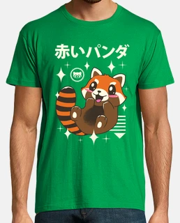 kawaii panda rojo camisa para hombre