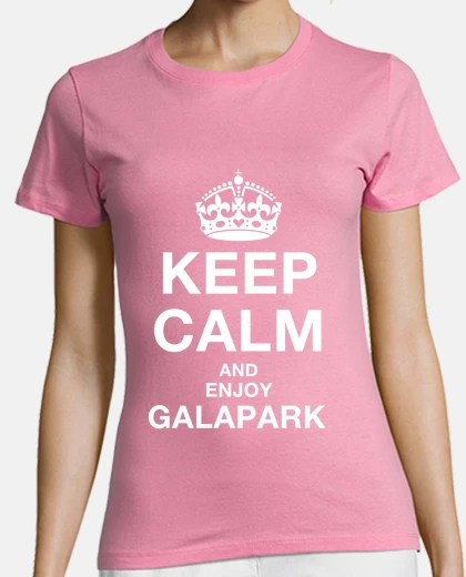 T-shirt keep calm and enjoy galapark t-shirt - bianco sul colore rosa