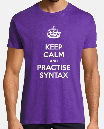 Tee-shirt keep calm and pratiquez syntaxe homme violet