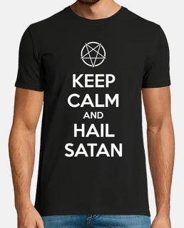 Keep calm and hail Satan V.1 (blanco)