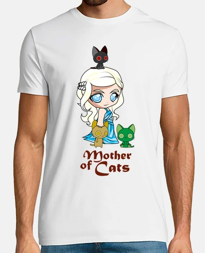 T-shirt khatleesi mamma gatto uomo, manica corta