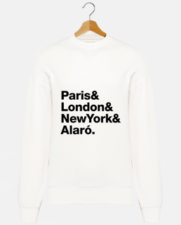 kids paris, london, ny, alaro - sweatshirt, man, long sleeve, white, premium quality
