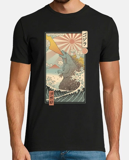 Tee-shirt king kaiju ukiyo-e shirt mens