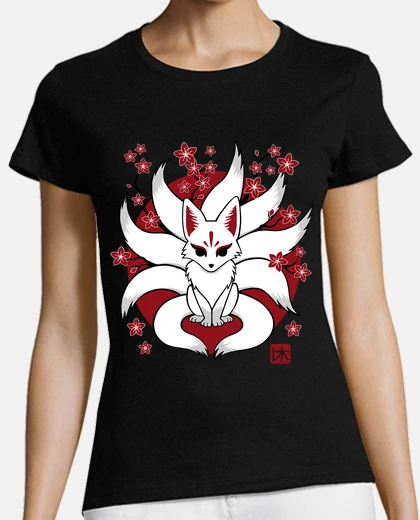 Playera kitsune fox 9 tails over colors