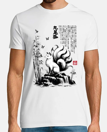 Tee-shirt kitsune sumi e