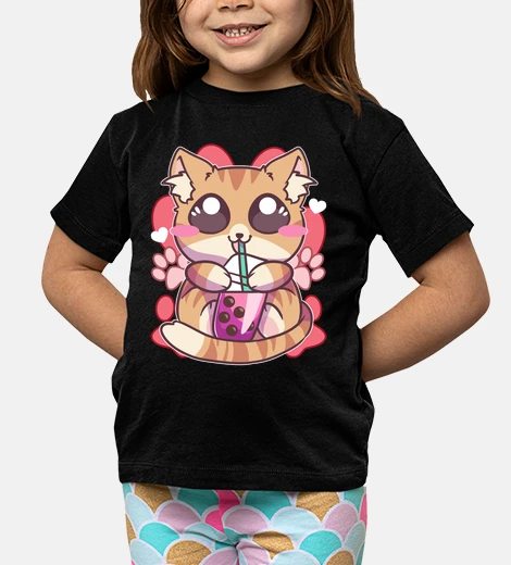 Kids kitten drinking boba boba tea cat kawaii anime manga otaku japan