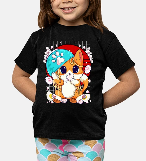 Kids kitten eating ramen and shusi kawaii otaku mango anime cats japan